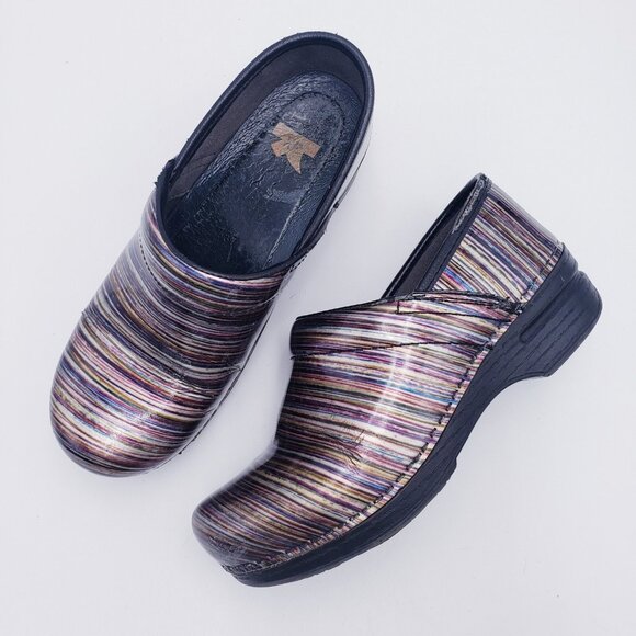 Dansko Women's Pro XP Muli Stripe Patent Leather Clogs Women's EU 37 US 7-7.5 - Picture 1 of 9